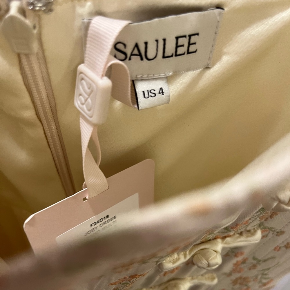 NWT Sau Lee Joey Dress in "Sand Multi" Size 4 - ivory floral mini corset dress - Picture 9 of 12